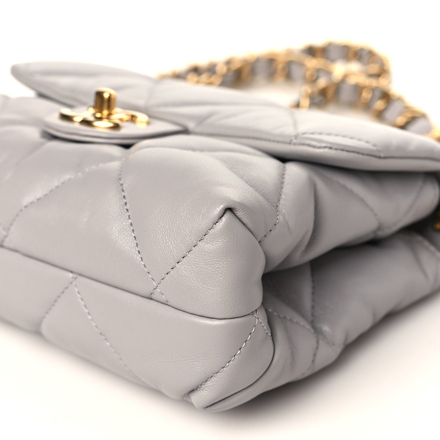 Lambskin Quilted Small Chain Top Handle Flap Grey