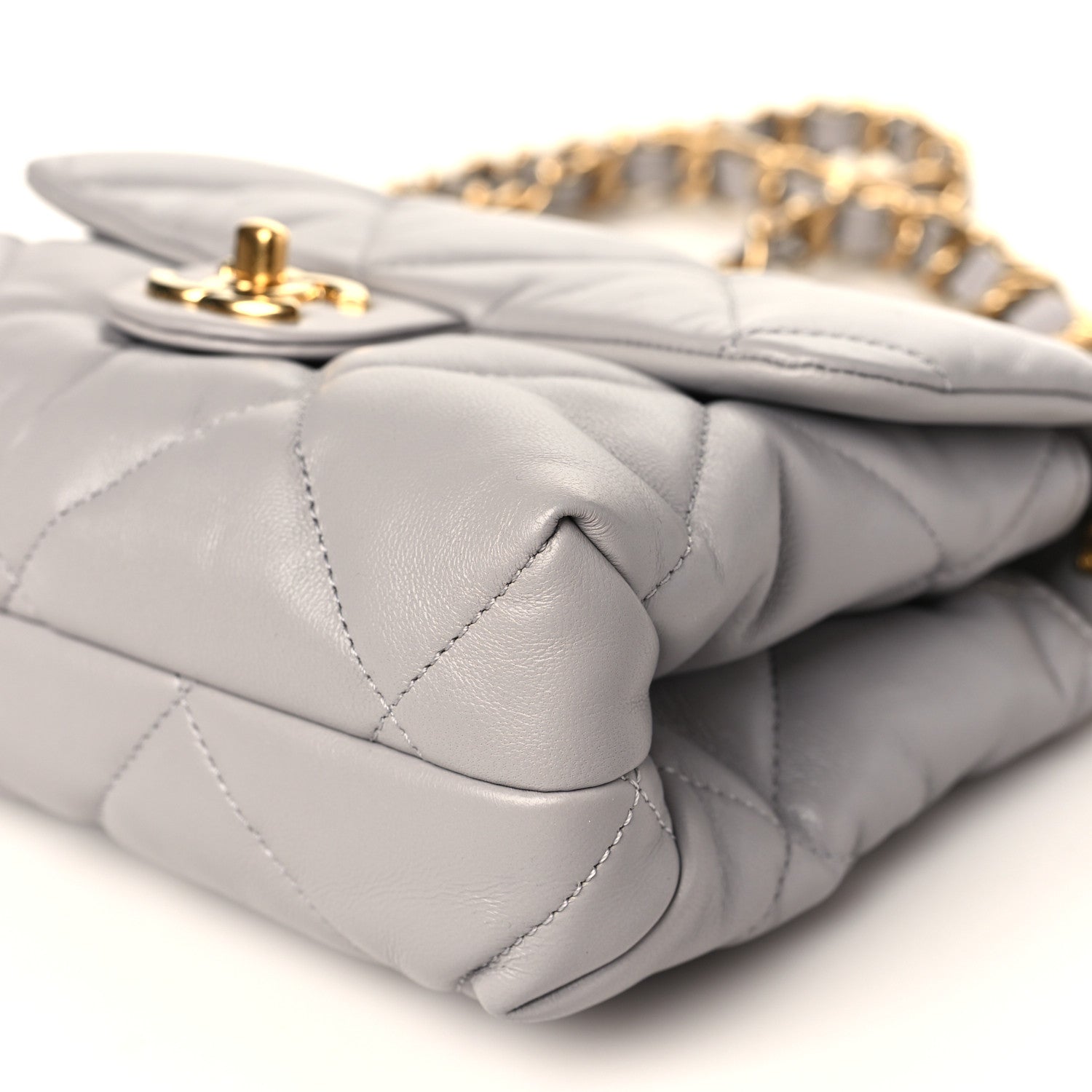 Chanel Lambskin Quilted Small Chain Top Handle Flap Grey 9 of 10