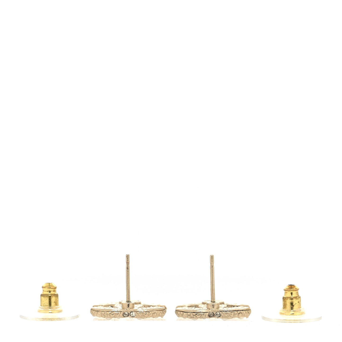 Metal Graduated Pearl Crystal CC Earrings Light Gold