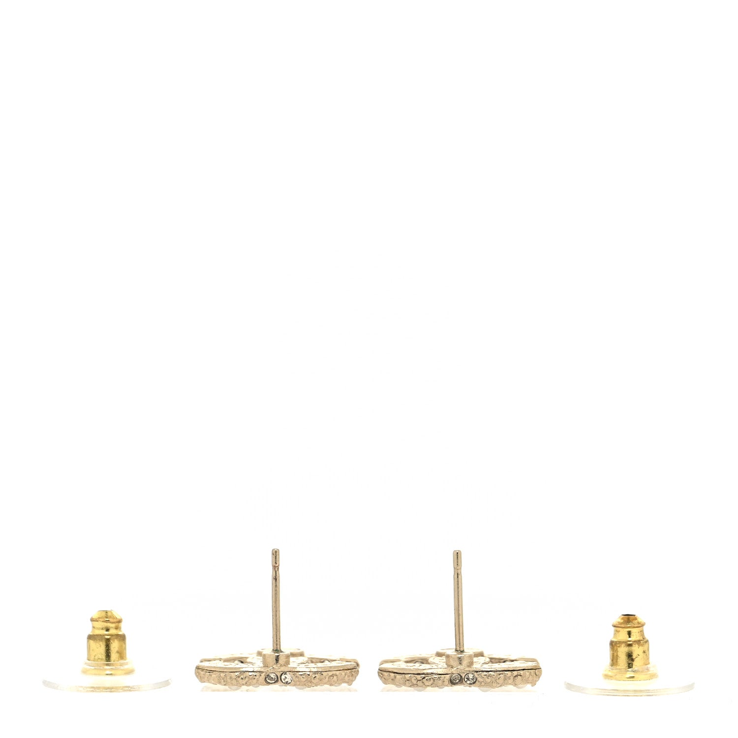 Chanel Metal Graduated Pearl Crystal CC Earrings Light Gold 3 of 4