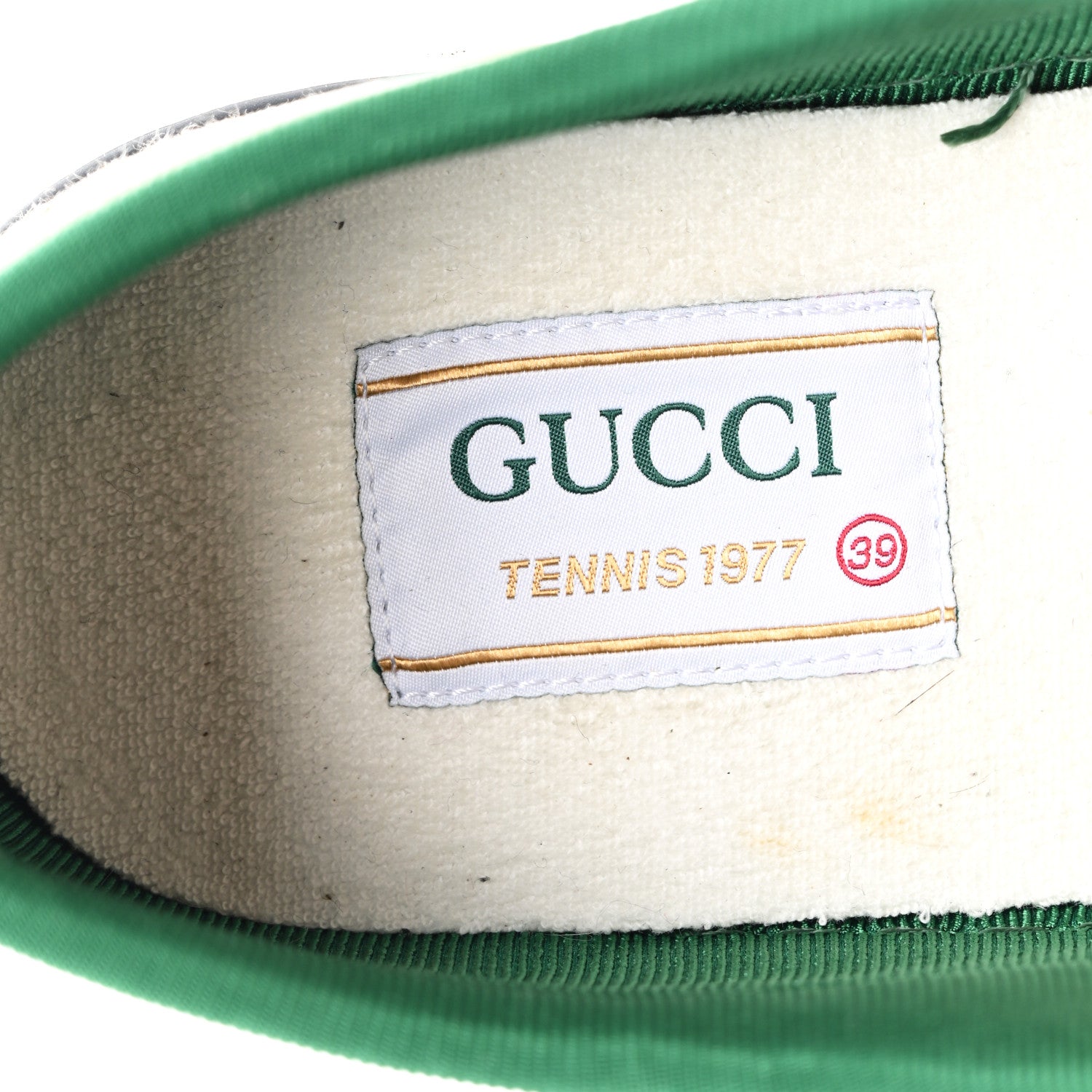 Gucci GG Monogram Web Womens 1977 Tennis Sneakers 39 Beige Ebony Mystic White 7 of 9