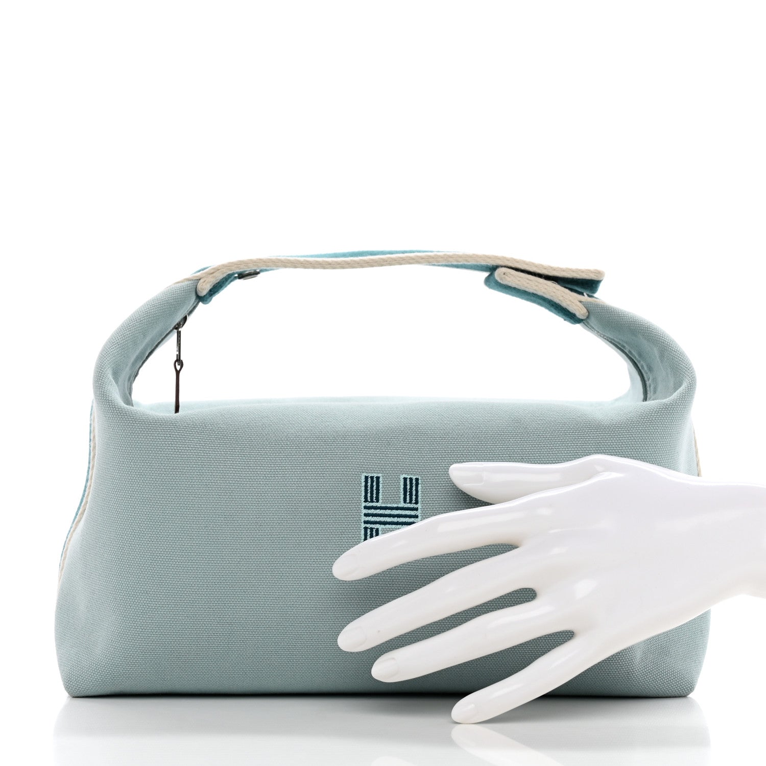 Hermes Canvas Large Bride-A-Brac Pouch Eucalyptus 2 of 9
