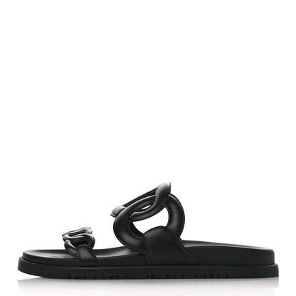 Hermes Nappa Extra Sandals 39 Black 1 of 9