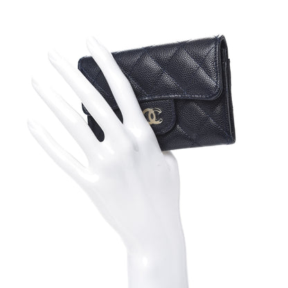 Chanel Caviar Quilted Flap Card Holder Wallet Navy Blue 2 of 8
