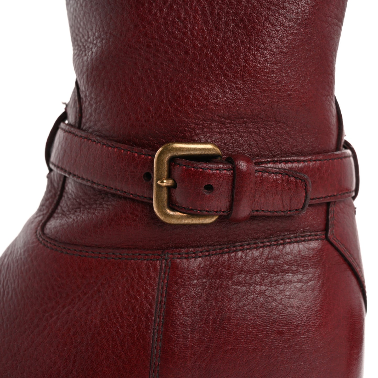 Calfskin Metal Logo Block Heel 65mm Knee Boots 39.5 Red