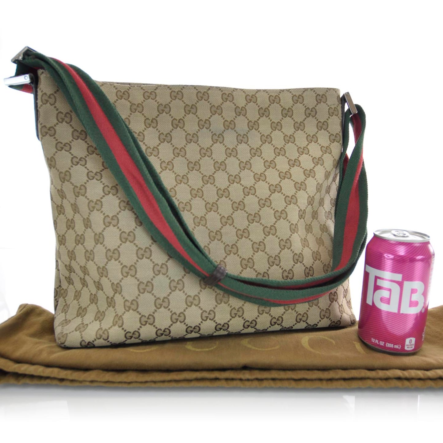 Monogram Web Medium Flat Messenger Bag Dark Brown