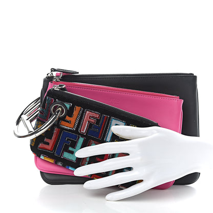 Fendi Calfskin Velvet F is Fun Fair Triplette Pouch Set Multicolor 2 of 8