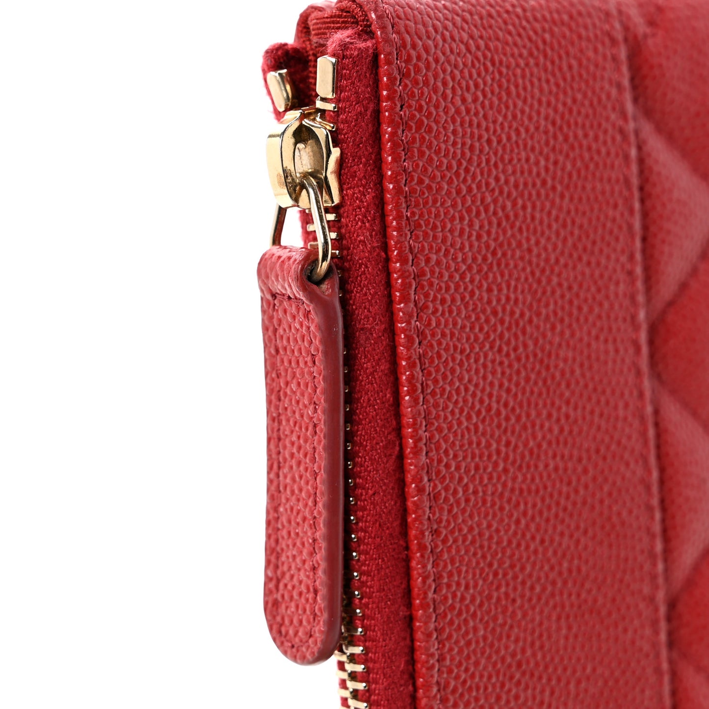 Caviar Quilted Small Vintage Mademoiselle Cosmetic Case Red