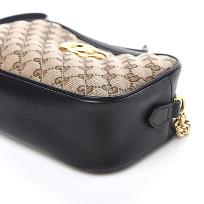 Gucci Monogram Matelasse Diagonal Small GG Marmont Chain Shoulder Bag Beige Black 9 of 11