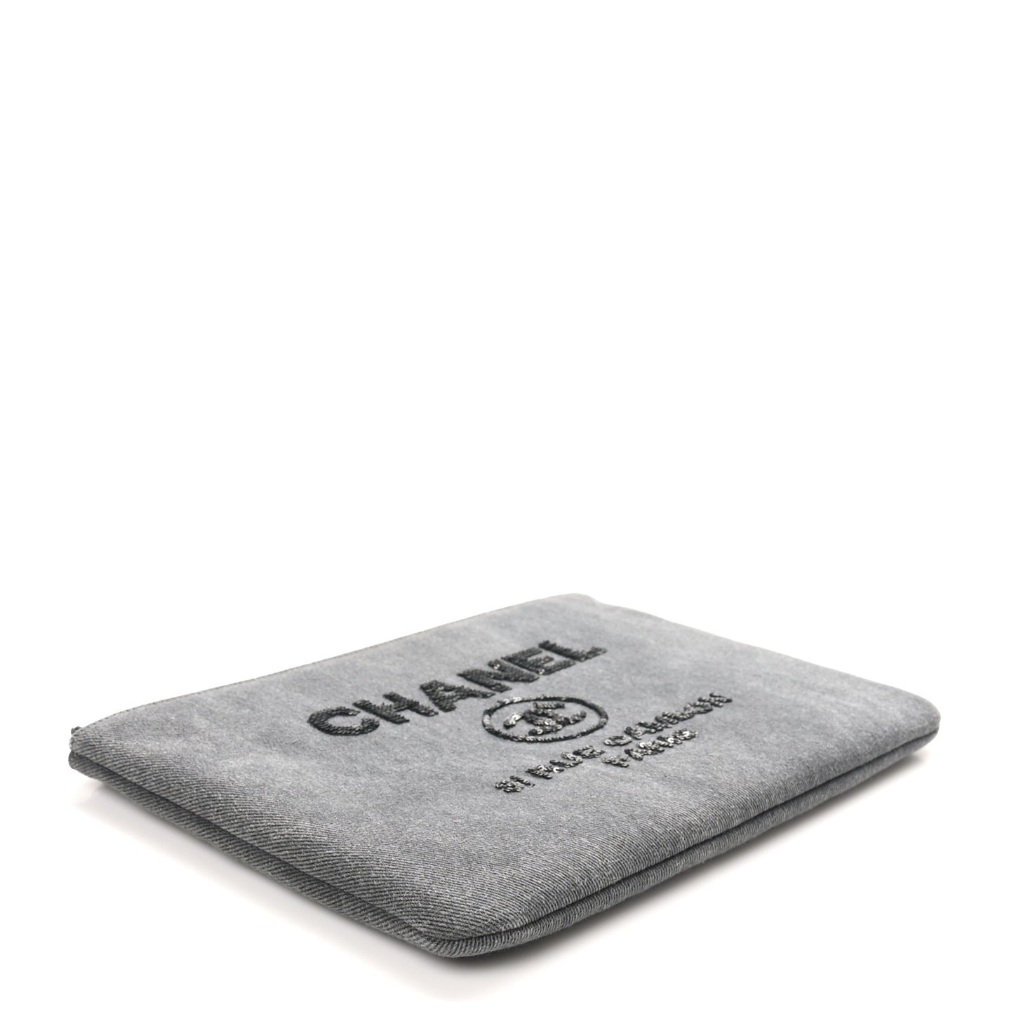 Canvas Sequins Medium Deauville Cosmetic Pouch Grey