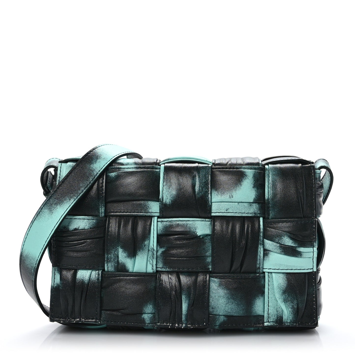 Foulard Tie Dye Maxi Intrecciato Padded Cassette Crossbody Bag Celadon Inkwell