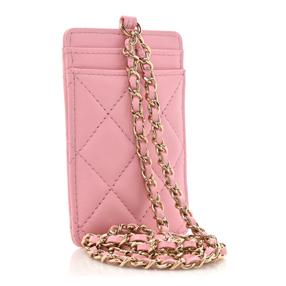 Chanel Lambskin Quilted Chanel Card Holder On Chain Pink 3 of 12