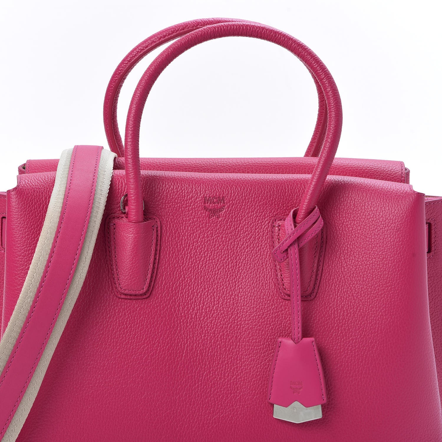 MCM Grained Calfskin Medium Milla Tote Beetroot Pink 8 of 8