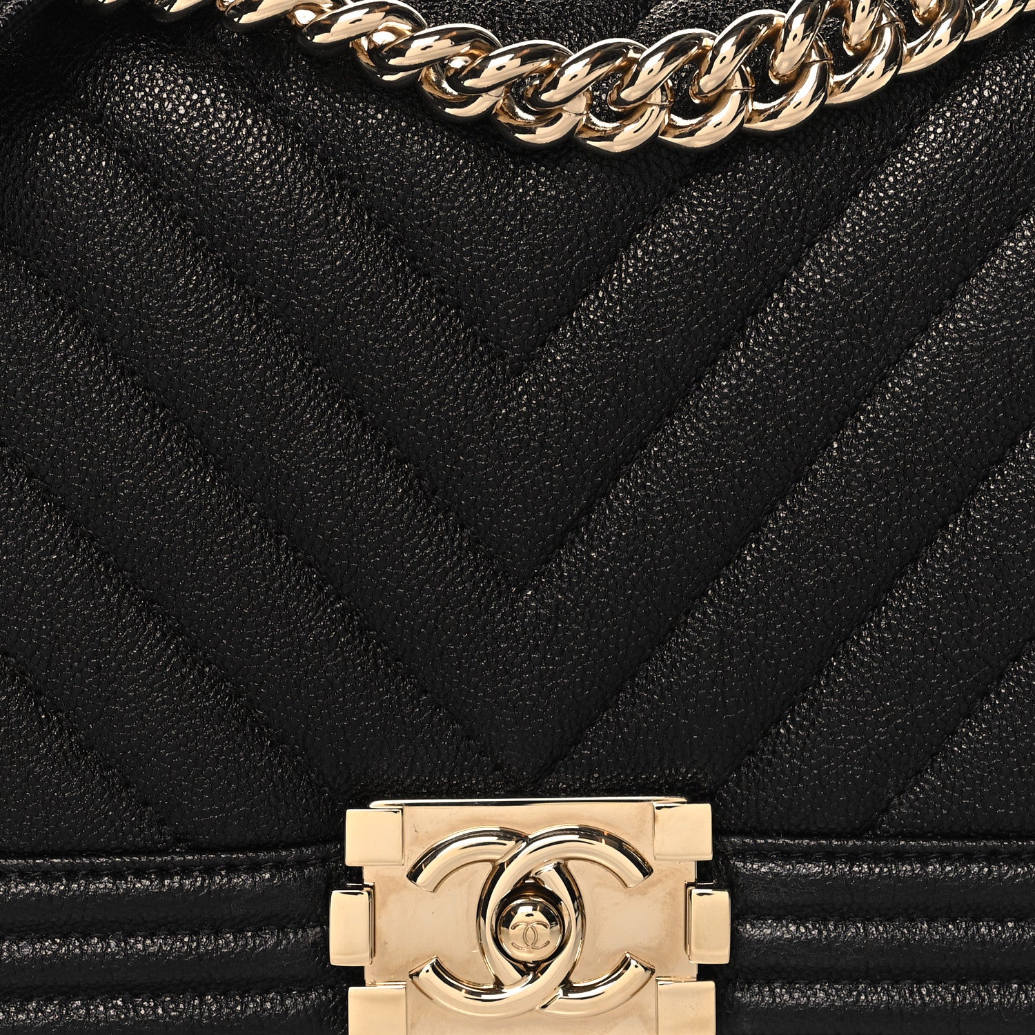 Chanel Caviar Chevron Quilted Medium Boy Flap Black 7 of 10