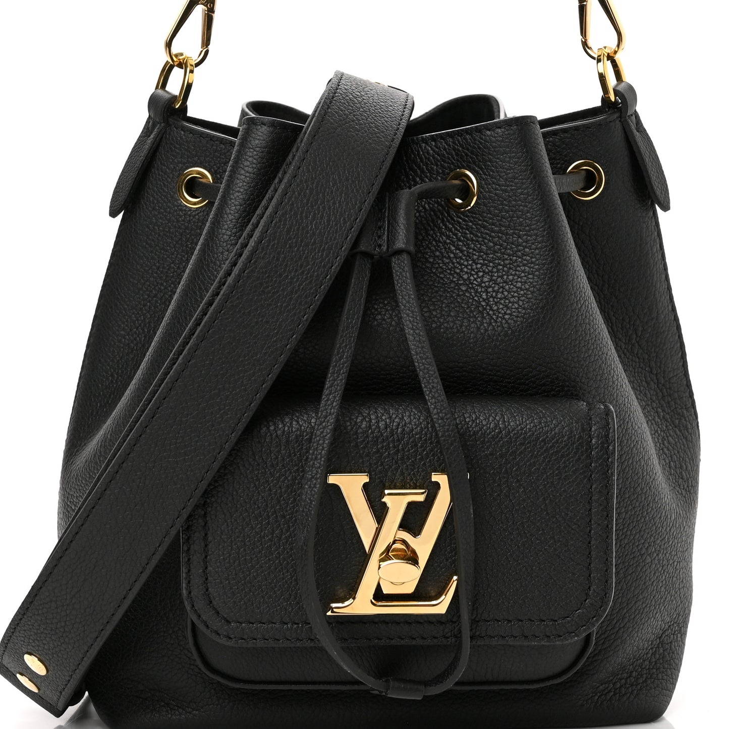 Calfskin Lockme Bucket MM Black