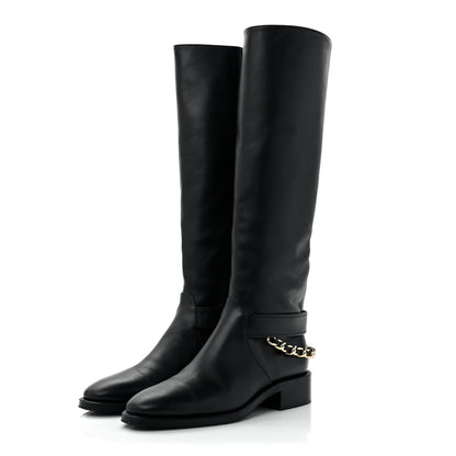 Chanel Calfskin Chain High Boots 39 Black 3 of 12