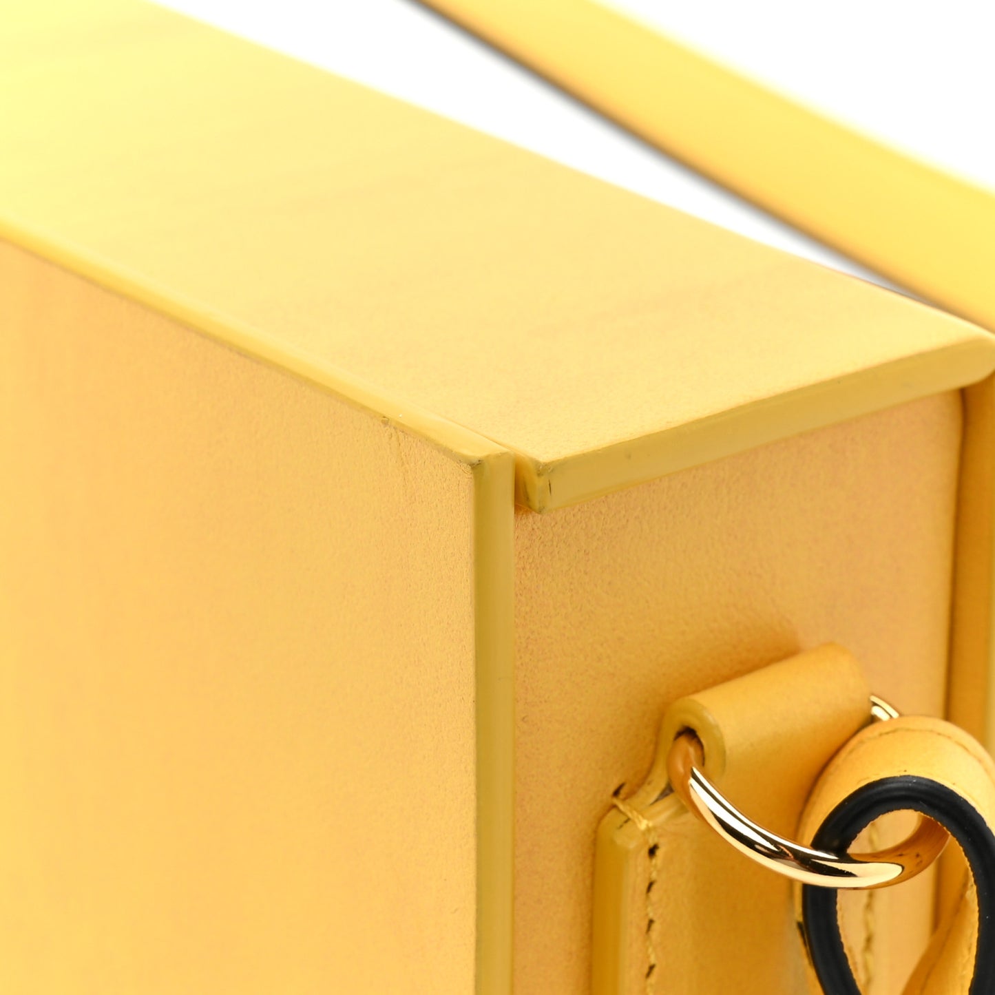 Vitello Fluffy Logo Horizontal Box Crossbody Bag Yellow Box Black