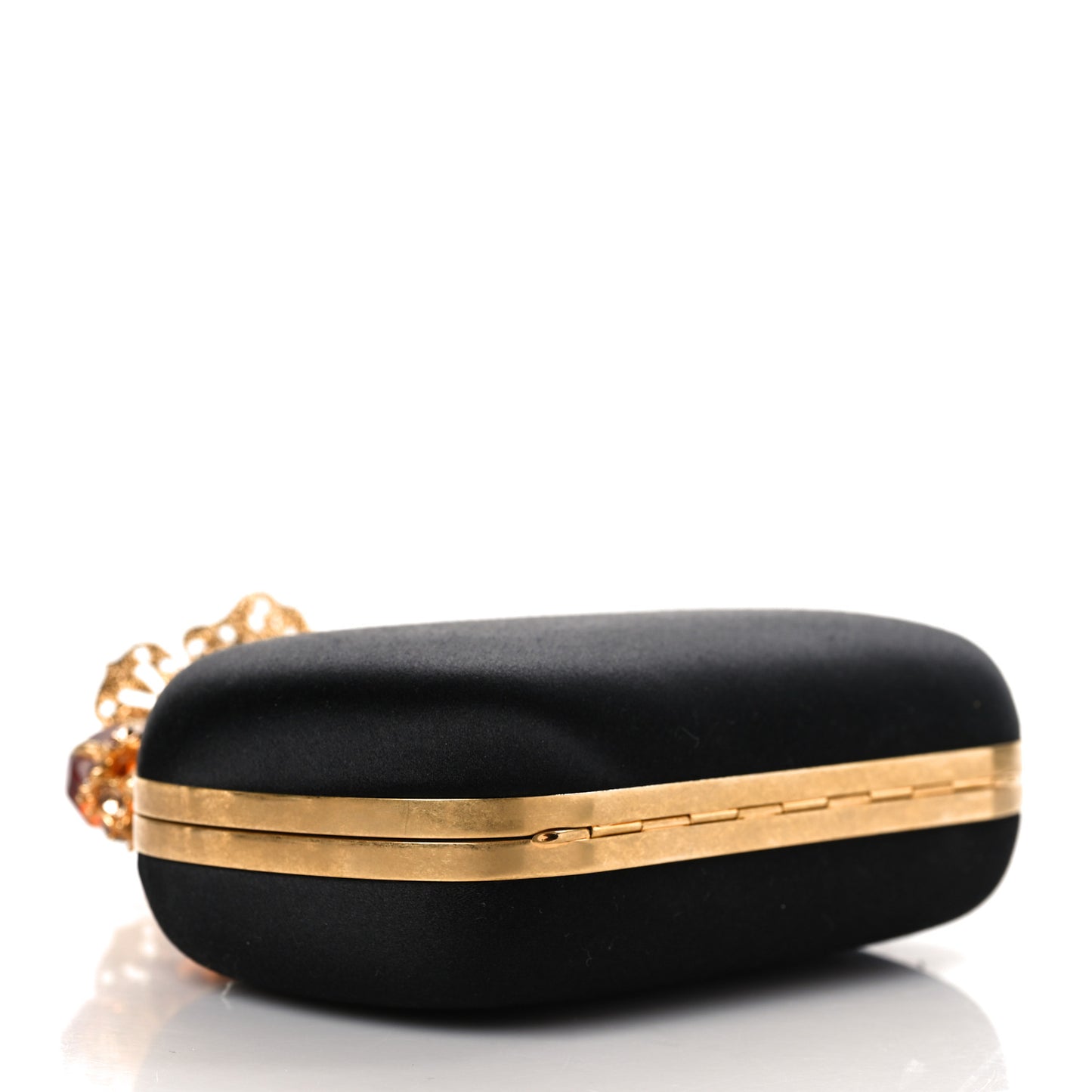 Satin Butterfly Knuckle Duster Box Clutch Black