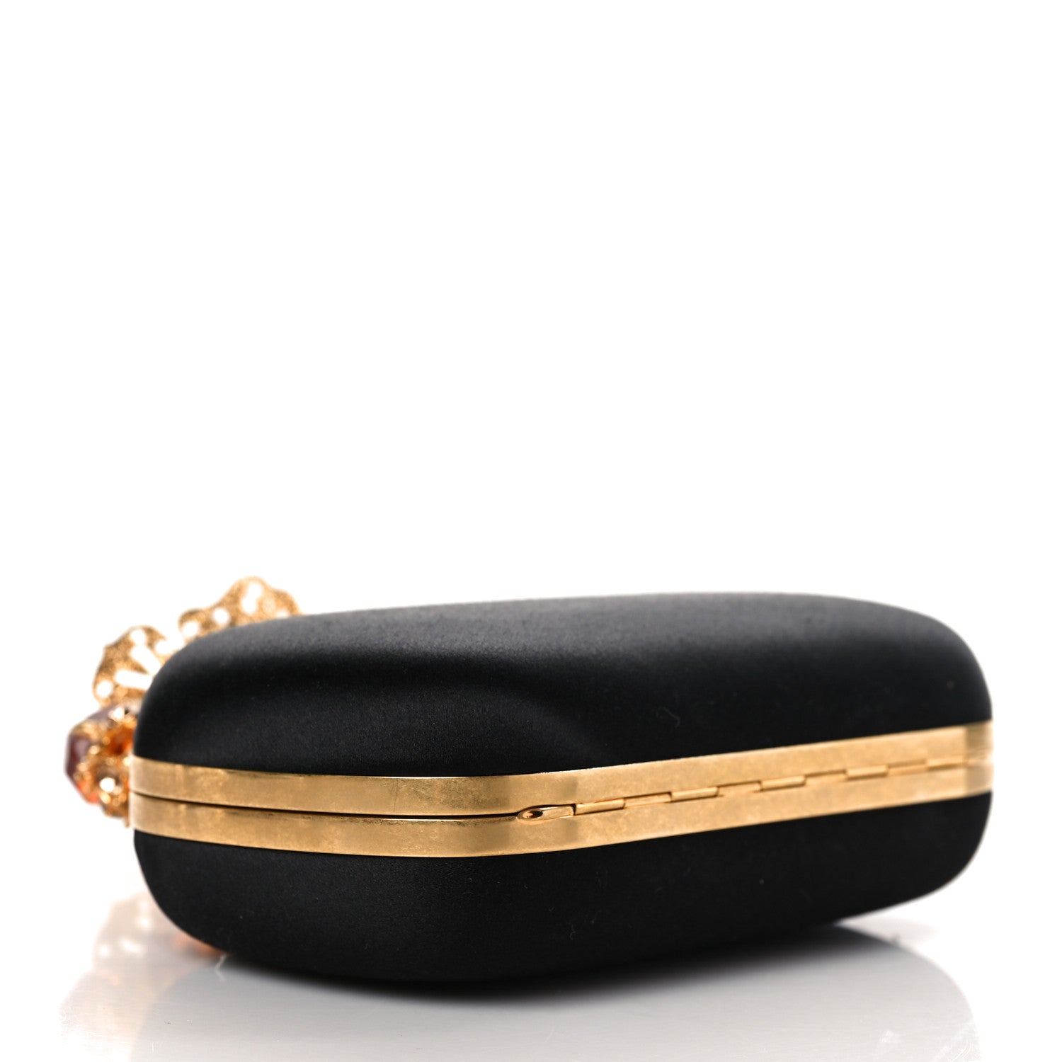 Alexander McQueen Satin Butterfly Knuckle Duster Box Clutch Black 3 of 7