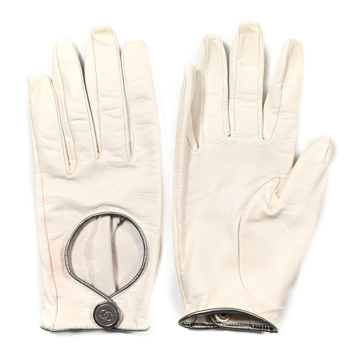 Chanel Lambskin Gloves 7.5 White 1 of 8