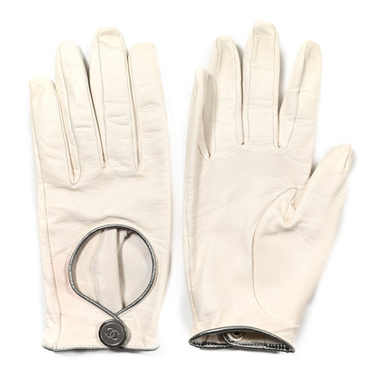 Chanel Lambskin Gloves 7.5 White 1 of 8