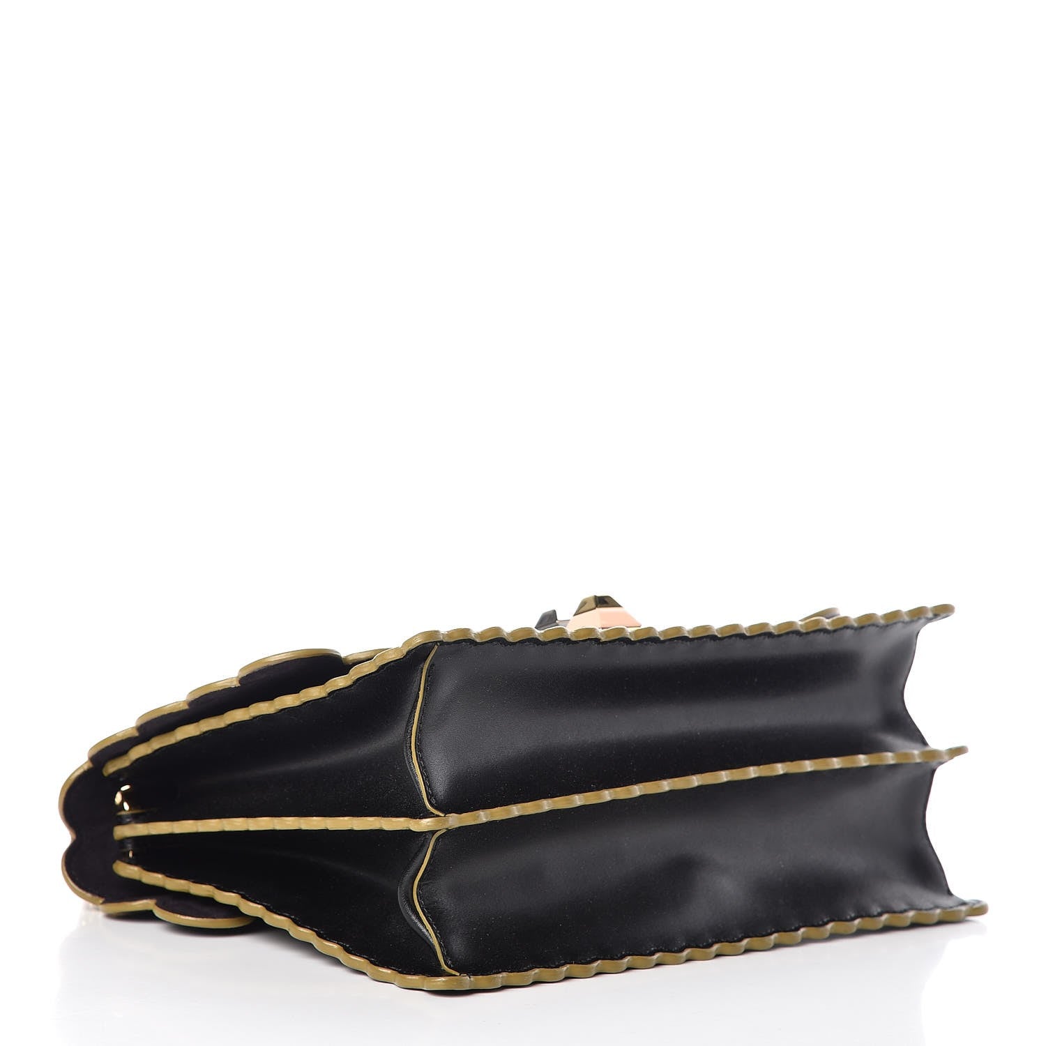 Fendi Vitello Liberty Scalloped Studded Kan I Shoulder Bag Black 4 of 7