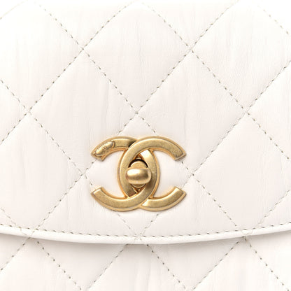 Chanel Crumpled Lambskin Quilted Mini CC Links Top Handle Flap White 10 of 12