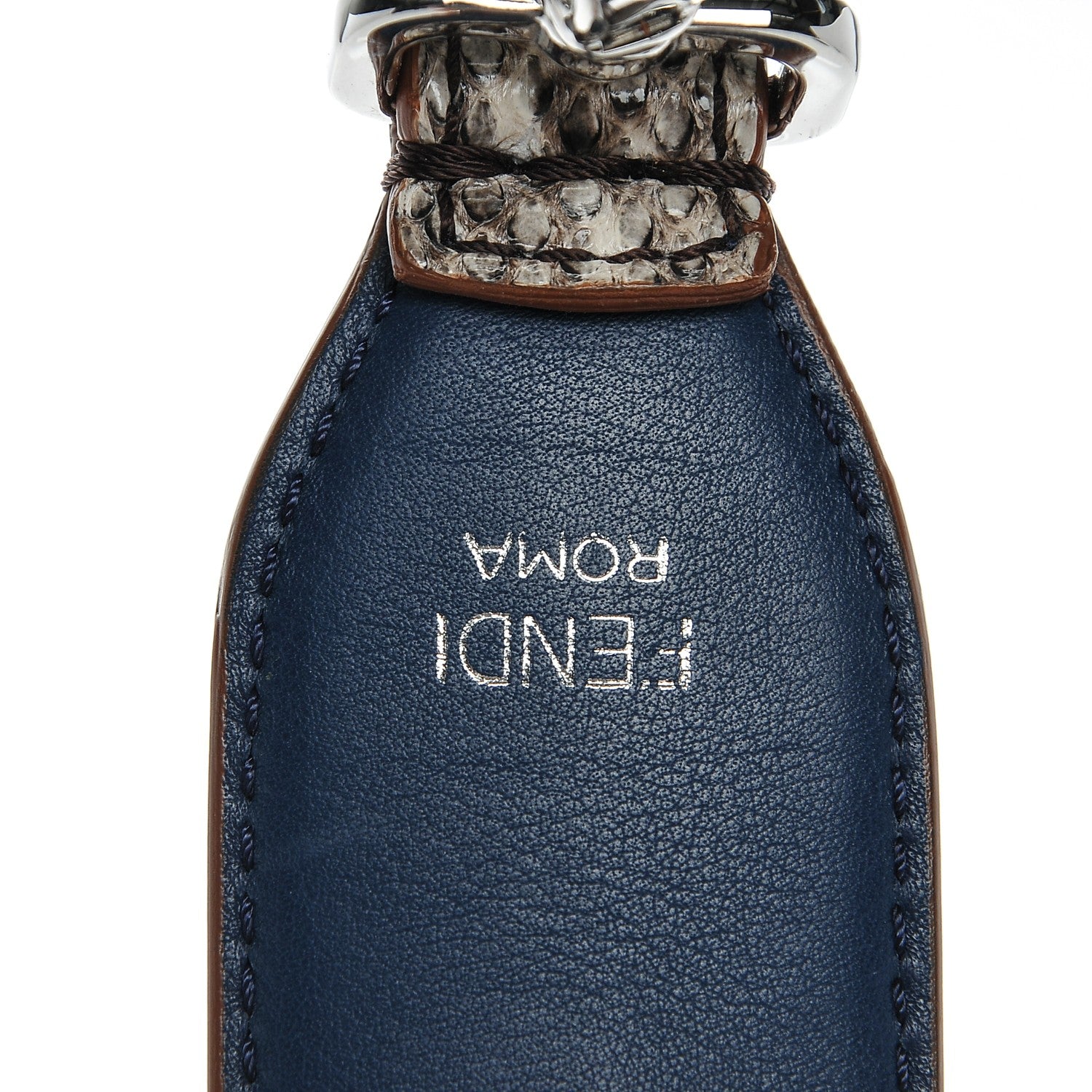 Fendi Elaphe Nappa Vitello Dolce Flowerland Studded Strap You Natural Multicolor Blue 4 of 5