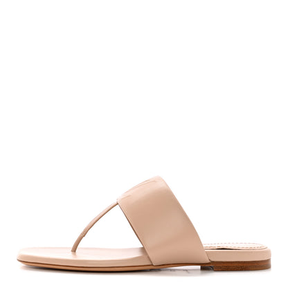 Louis Vuitton Lambskin Embossed Monogram Drapy Flat Thong Sandal 37 Beige 1 of 12