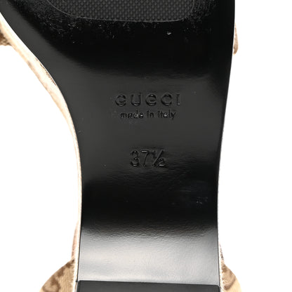 Gucci Monogram Nappa Chalotte Horsebit Ankle Strap 75mm Flatform Sandals 37.5 Beige Ebony 7 of 7