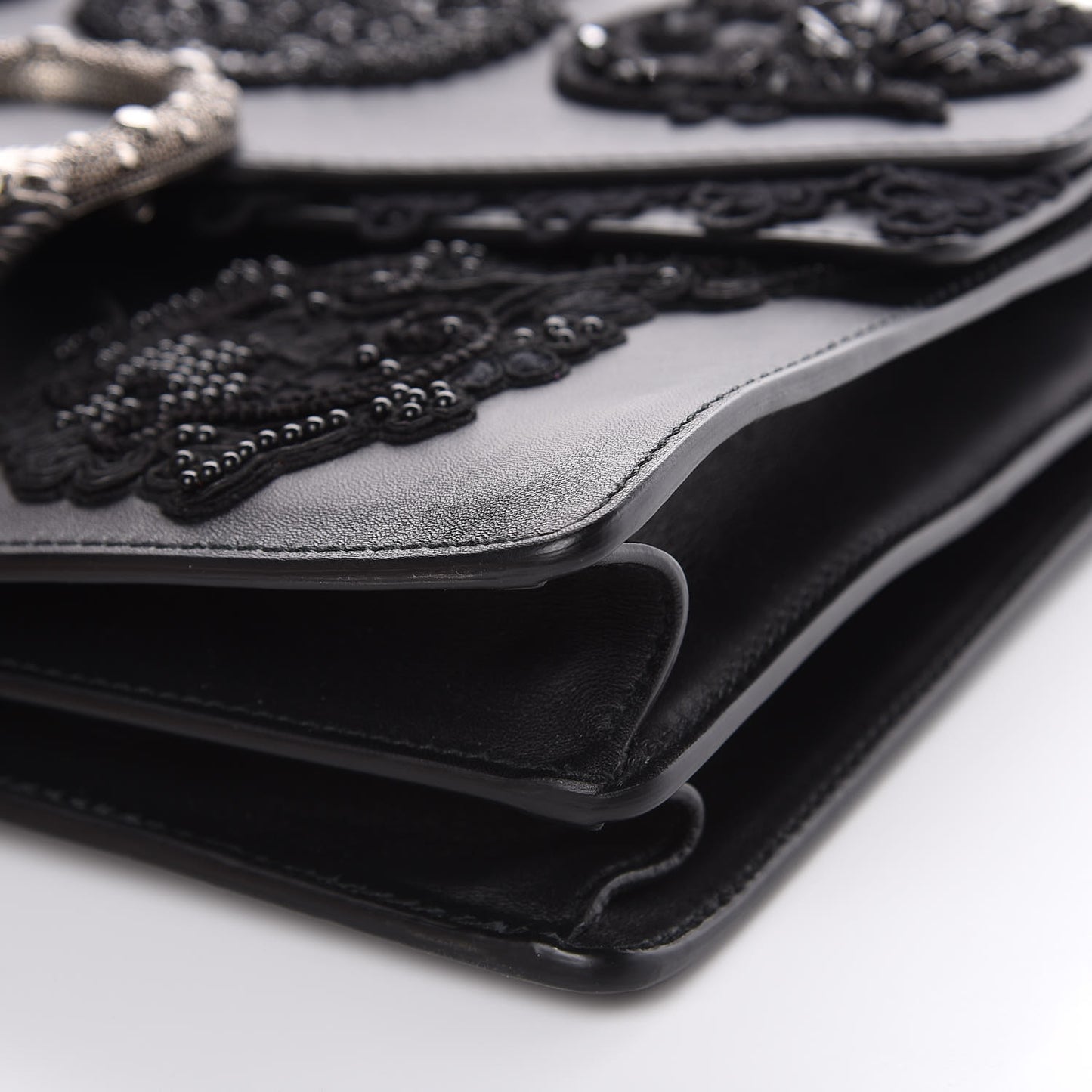 Calfskin Embroidered Medium Dionysus Shoulder Bag Black