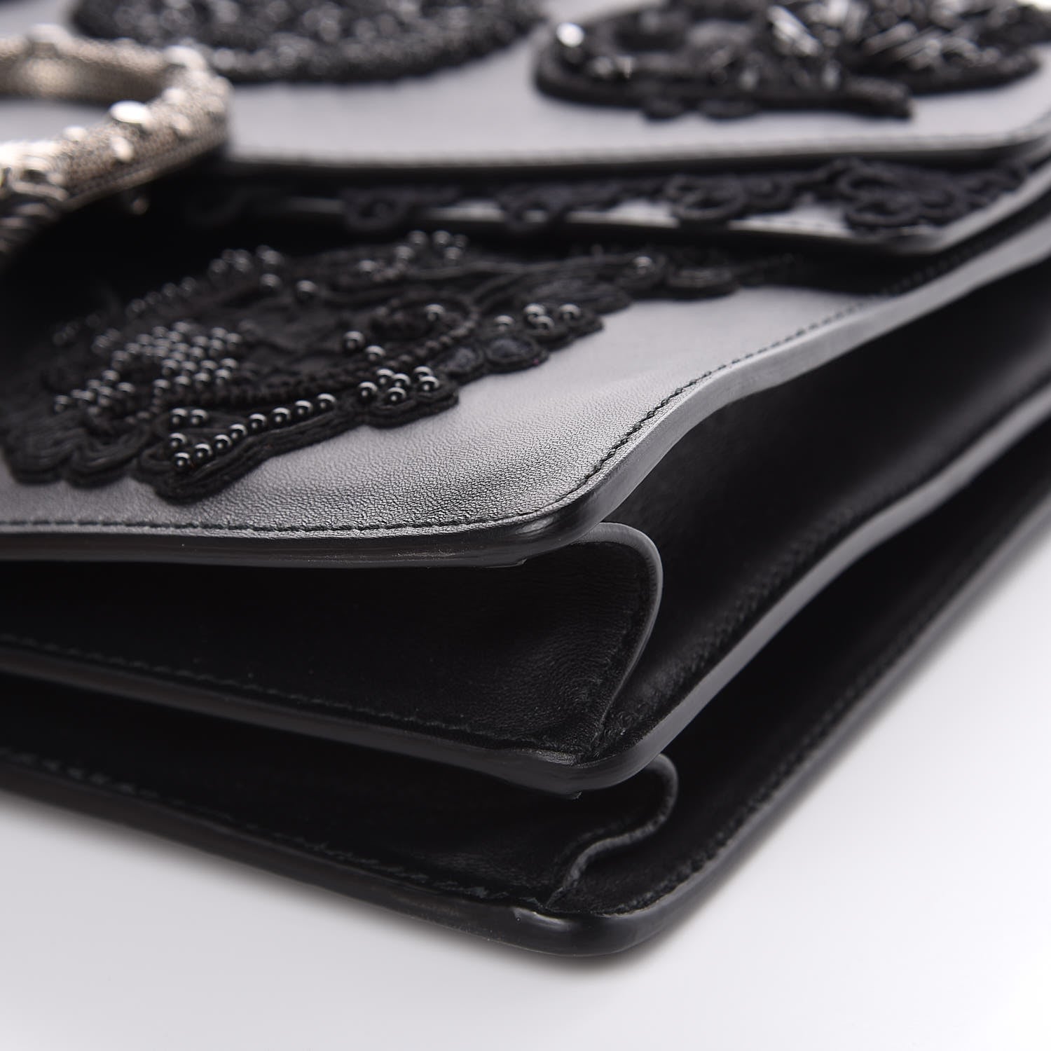 Gucci Calfskin Embroidered Medium Dionysus Shoulder Bag Black 10 of 12