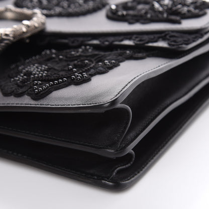 Gucci Calfskin Embroidered Medium Dionysus Shoulder Bag Black 10 of 12