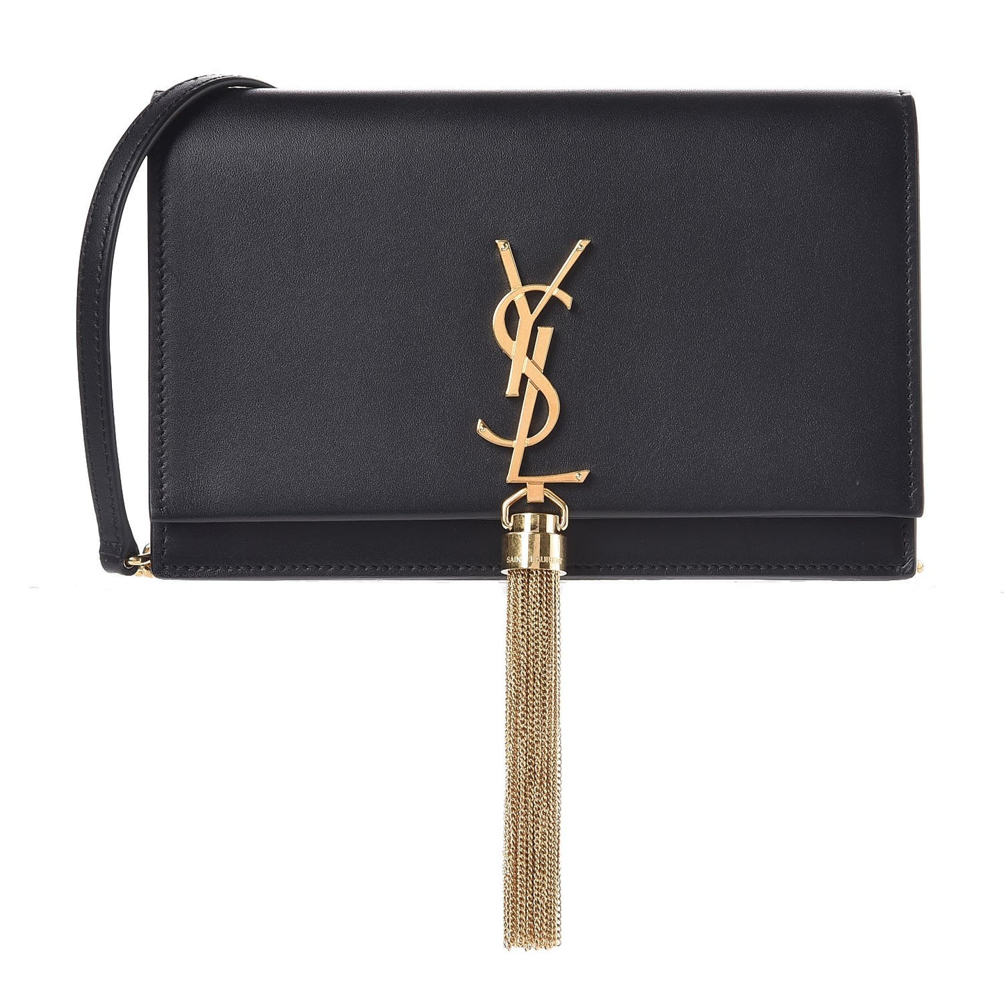 Smooth Calfskin Classic Monogram Kate Tassel Chain Wallet Black