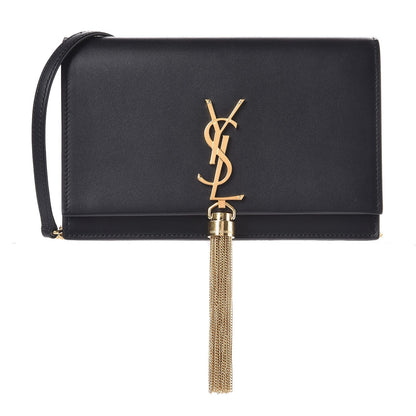 Saint Laurent Smooth Calfskin Classic Monogram Kate Tassel Chain Wallet Black 1 of 11