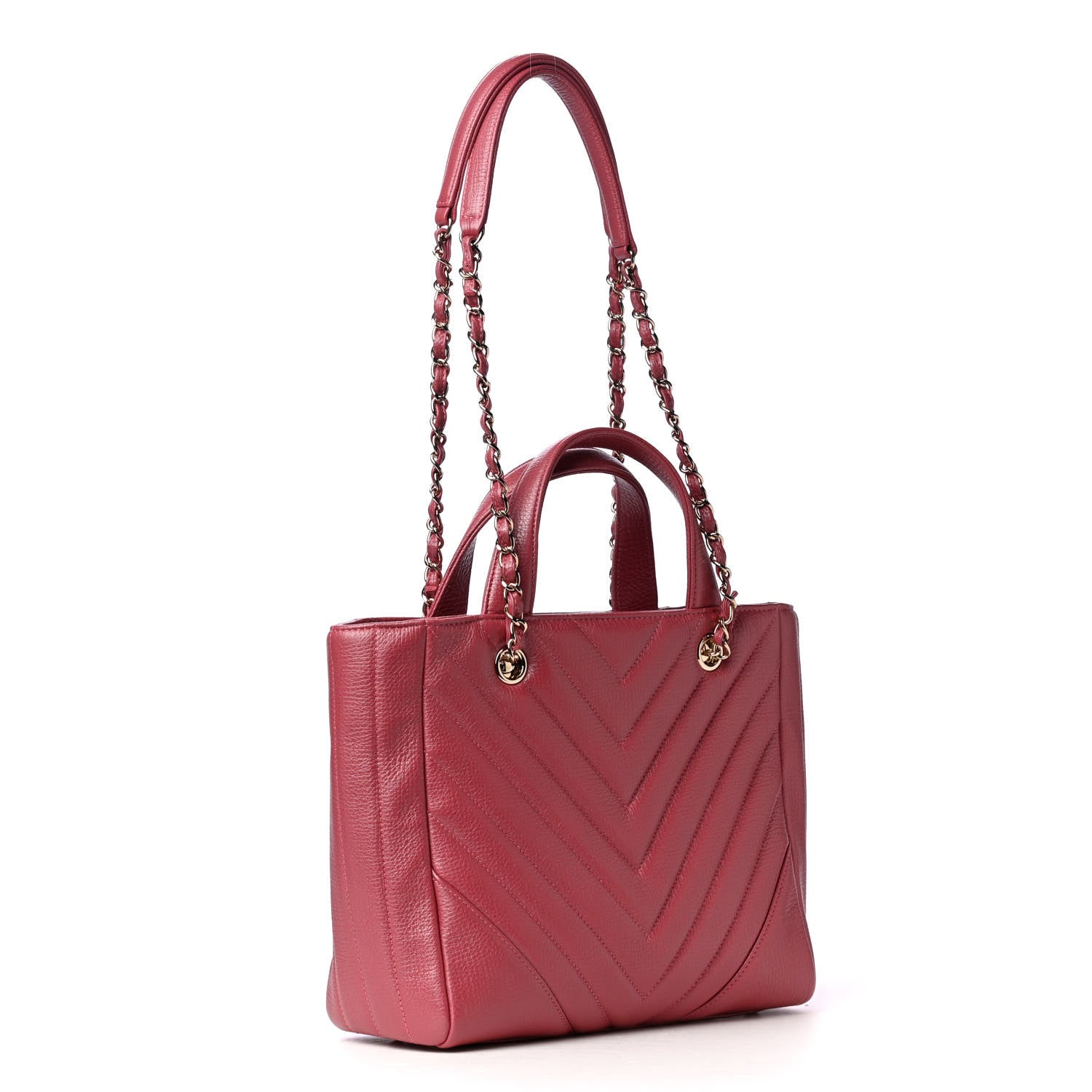 Chanel Calfskin Chevron Quilted Small Statement Shopping Tote Pink 2 of 4