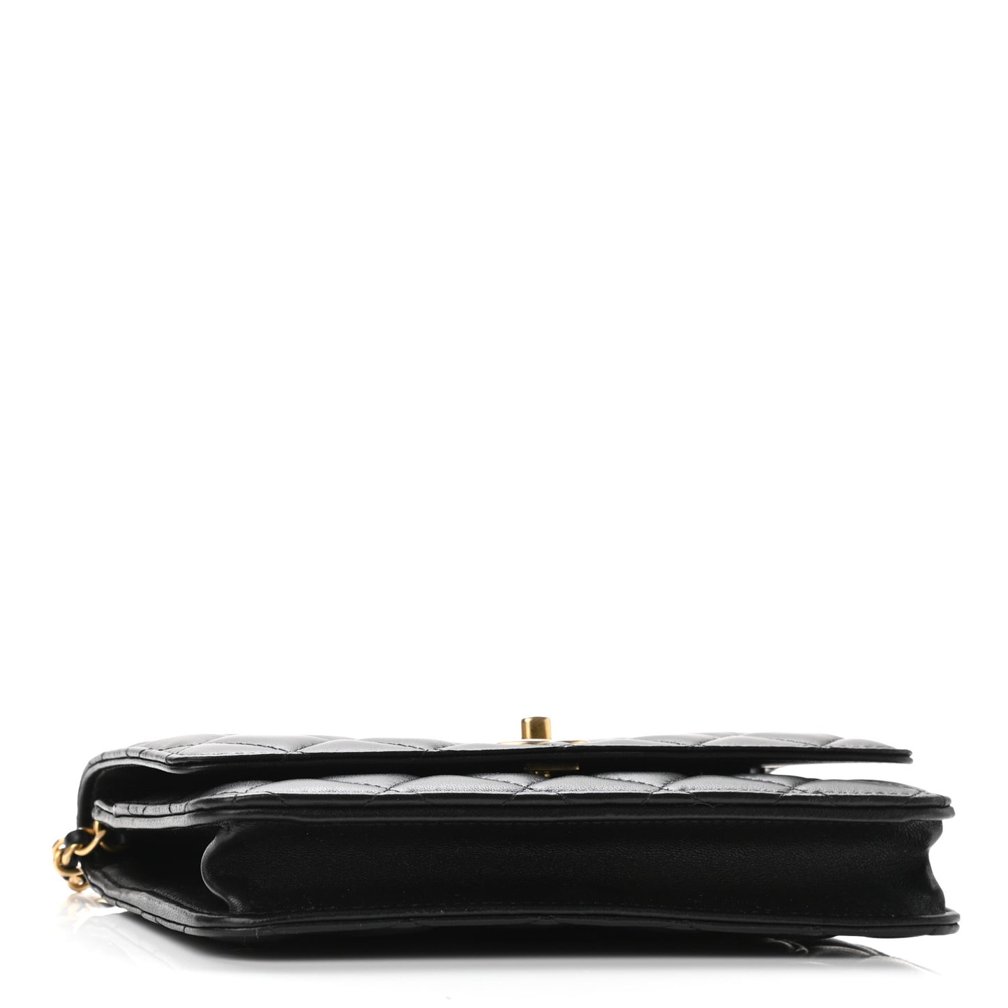 Lambskin Quilted CC Pearl Crush Wallet on Chain WOC Black