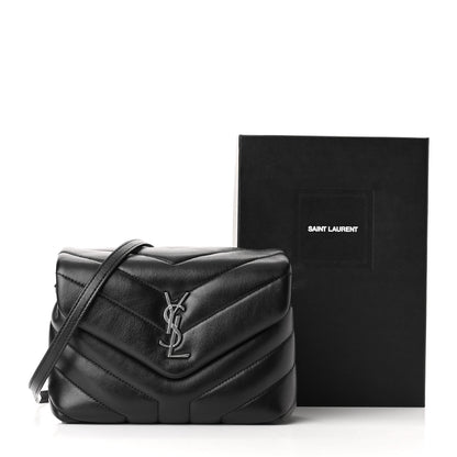 Saint Laurent Calfskin Y Quilted Monogram Toy Loulou Crossbody Bag Black 10 of 10