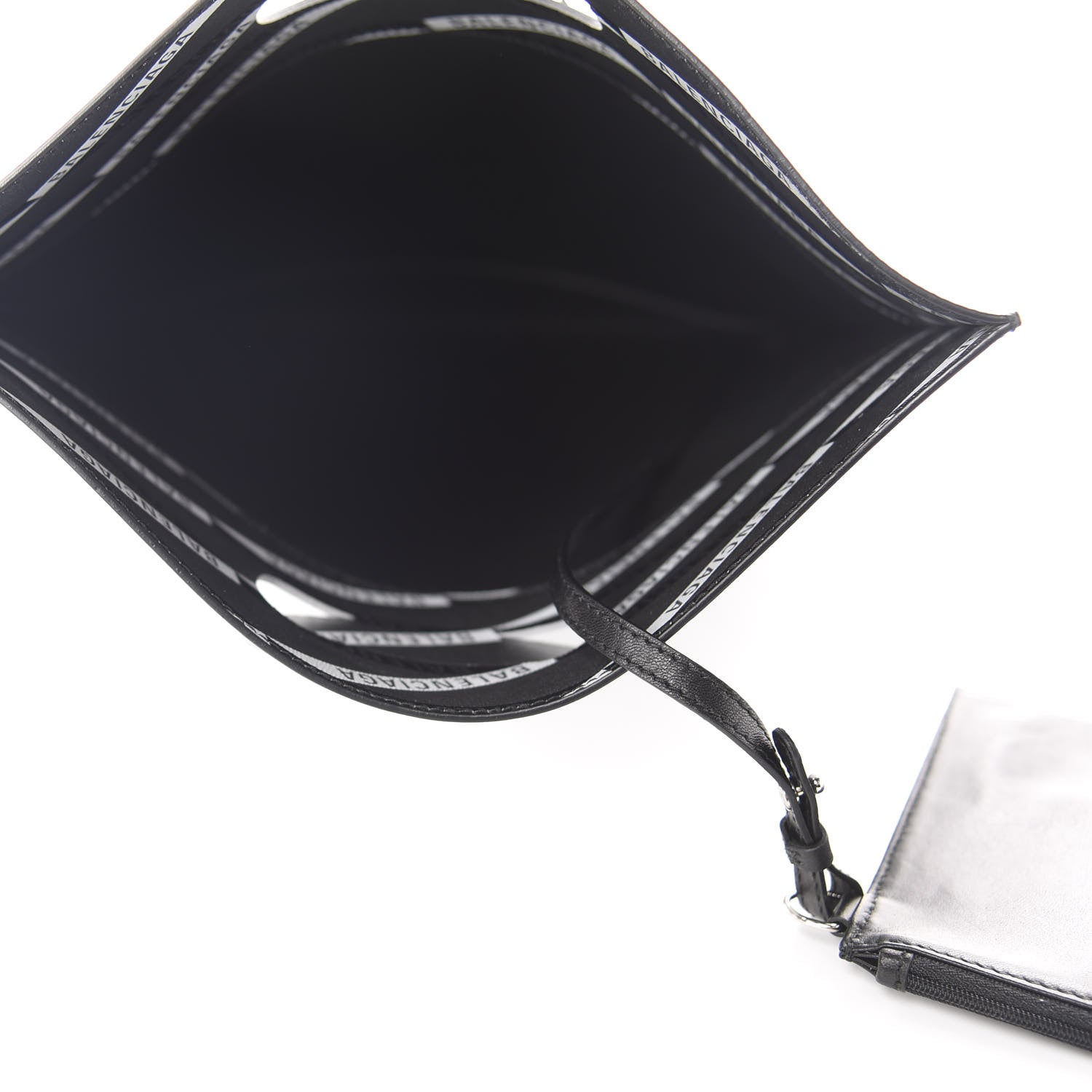 Balenciaga Metallic Calfskin Losange Monogram Plastic Bag Shopper S Silver Black White 6 of 11