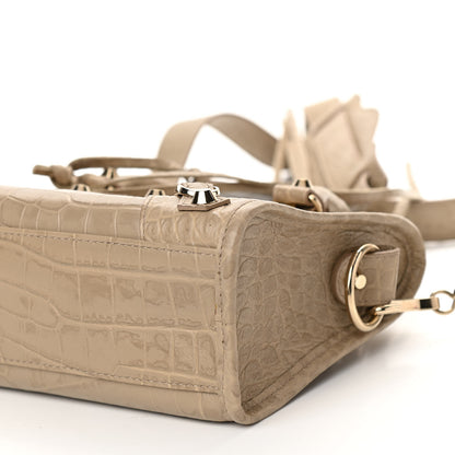Balenciaga Calfskin Crocodile Embossed Classic Gold Hardware Mini City Beige Latte 10 of 10