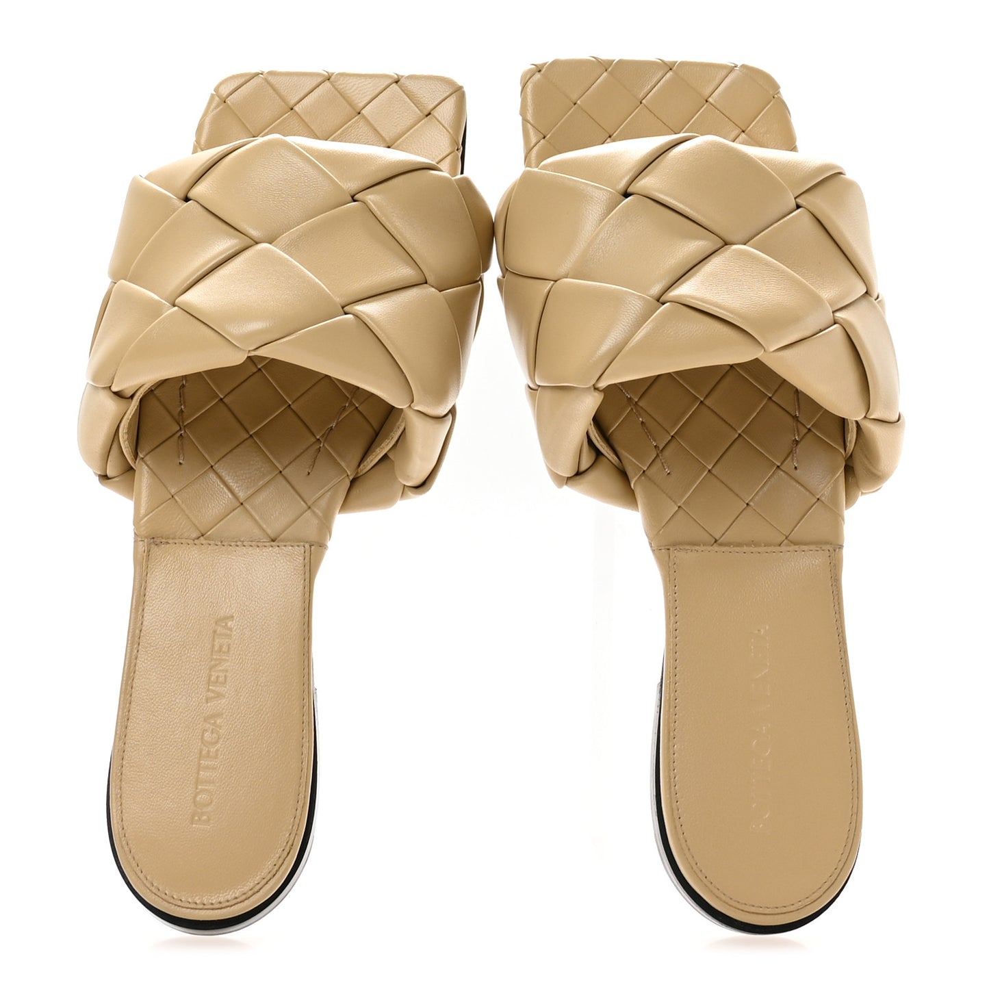 Nappa Maxi Intrecciato Lido Flat Sandals 37 Cane Sugar