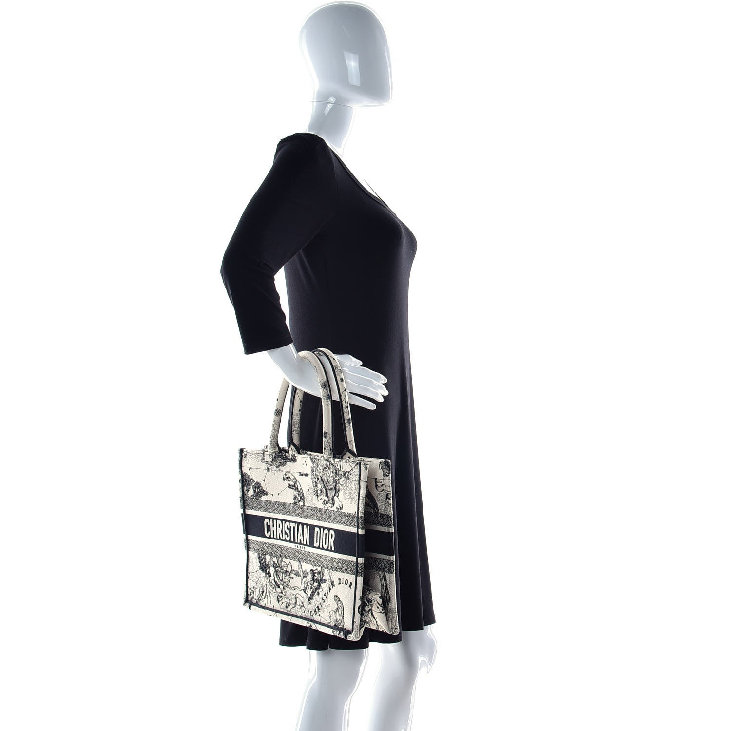 Christian Dior Canvas Zodiac Toile De Jouy Embroidered Medium Book Tote Latte 3 of 10
