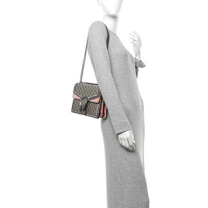 Gucci GG Supreme Monogram Suede Crystal Small Dionysus Shoulder Bag Beige Ebony Light Peonia 2 of 10