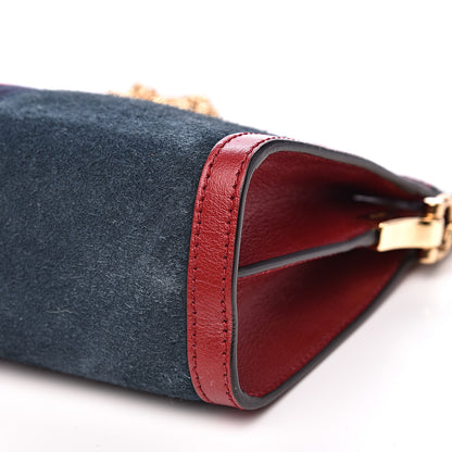 Gucci Suede Calfskin Web Small Ophidia Chain Shoulder Bag New Blue Romantic Cherry 9 of 13