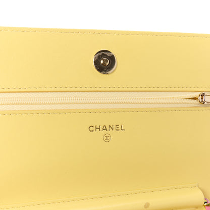 Chanel Lambskin Quilted Wallet On Chain WOC Pink Yellow 6 of 11