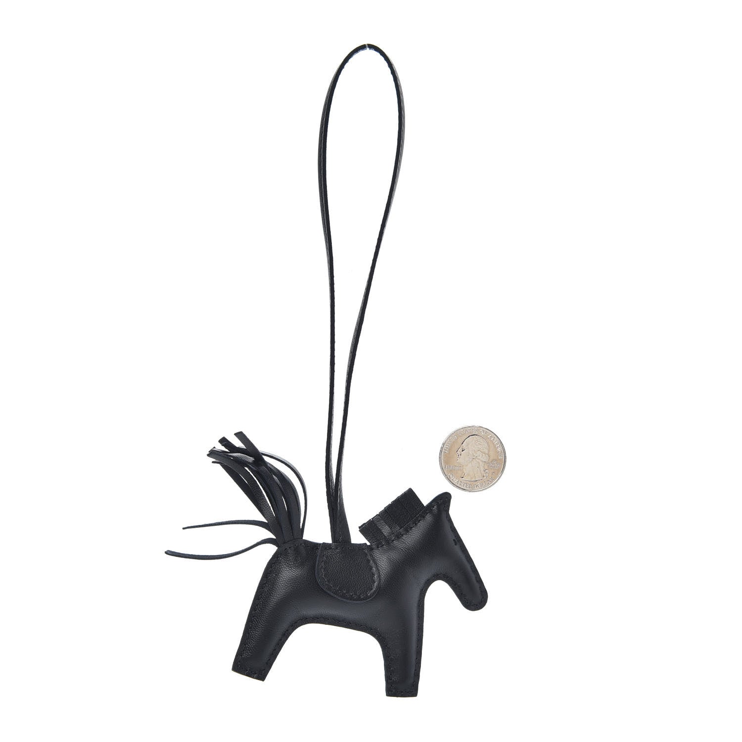 Hermes Milo Lambskin Grigri Rodeo Horse Bag Charm PM So Black 2 of 4