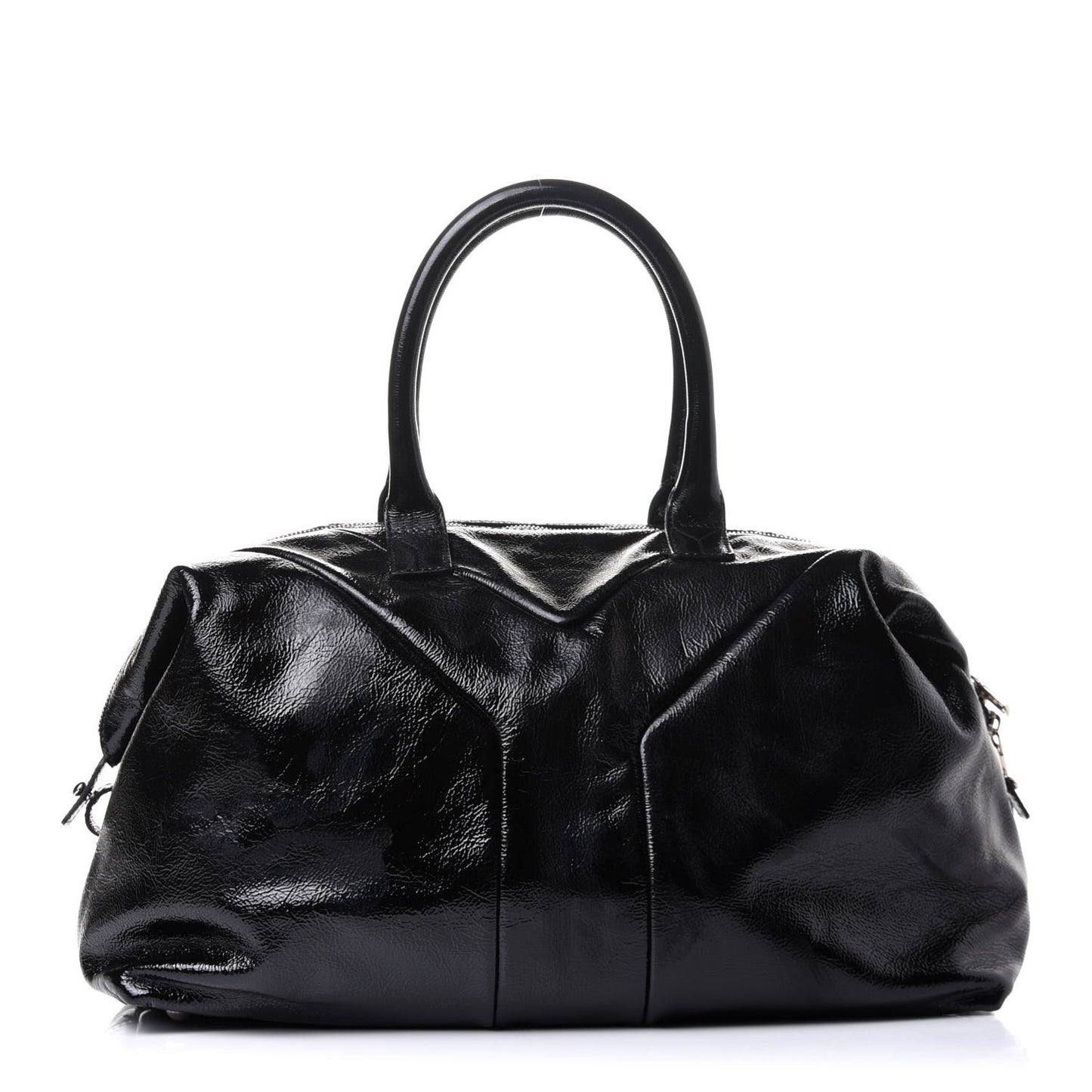 Textured Patent Medium Easy Y Bag Black