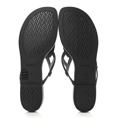 Hermes Rubber Womens Egerie Sandals 40 Black 5 of 9