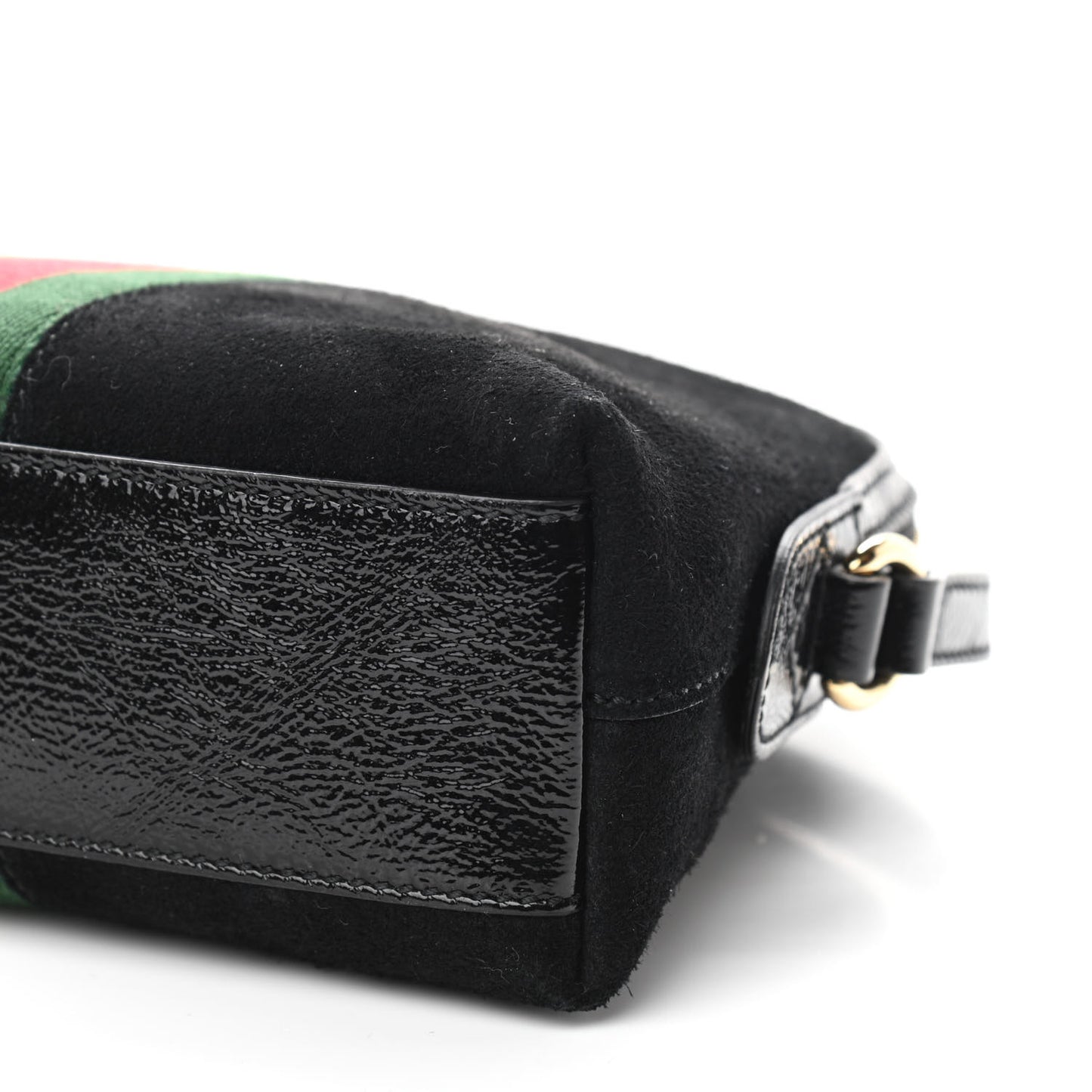 Suede Patent Web GG Small Ophidia Dome Shoulder Bag Black
