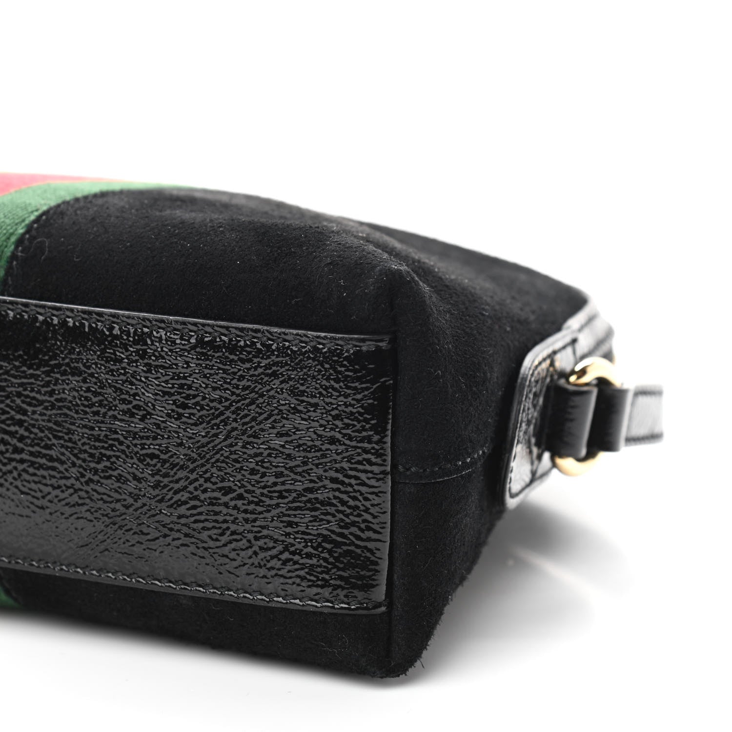 Gucci Suede Patent Web GG Small Ophidia Dome Shoulder Bag Black 6 of 10